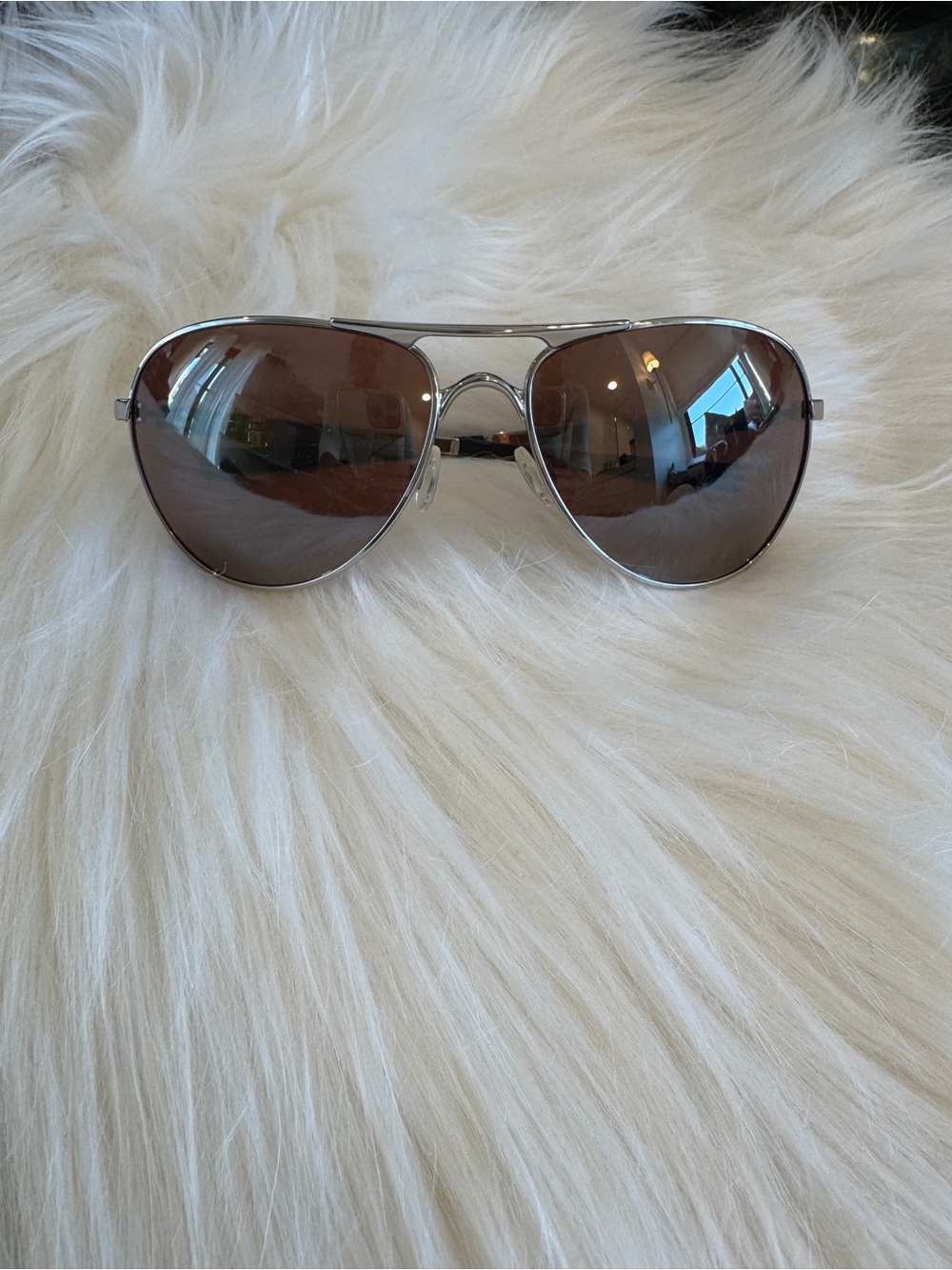 Oakley Aviator Silver Metal Frame Sunglasses with Brown Lenses